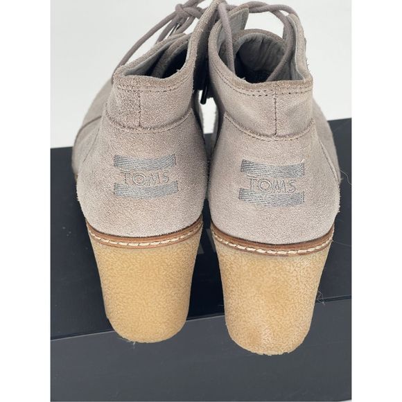 Tom's Wedge Boots Women's Size 9.5 Gray Suede Lace‎ Up Bootie Shoes - Picture 6 of 13